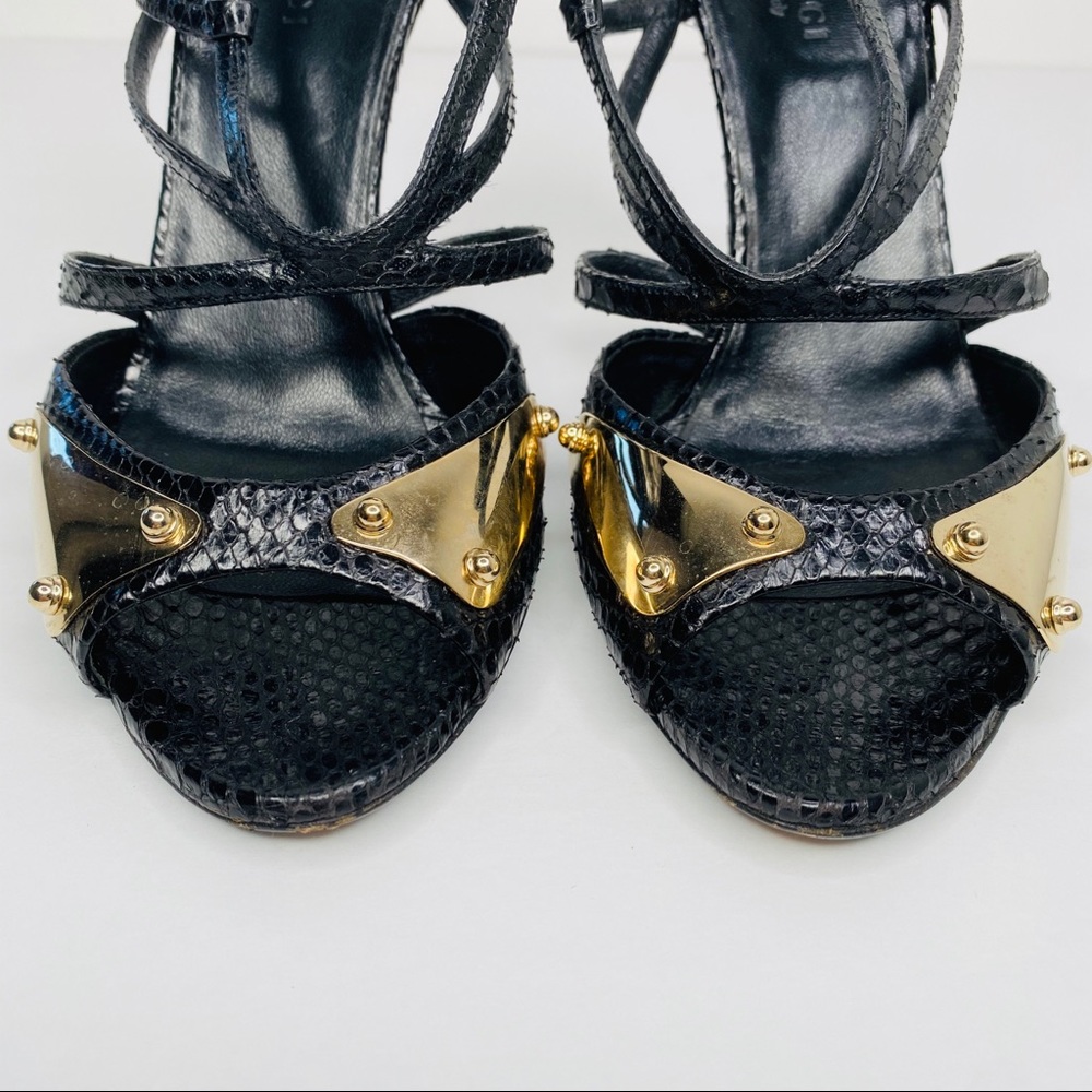 Gucci Green Snakeskin Strappy Python Sandals 6b - image 6